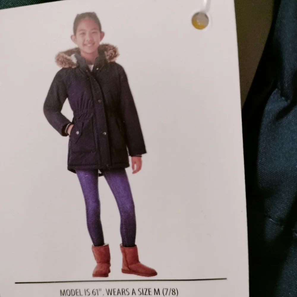 Girls Medium Members Mark Blue Winter Coat Hooded Parka Jacket Sz Medium 7/8
